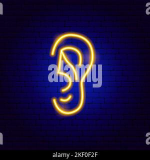Segno Ear Neon Illustrazione Vettoriale