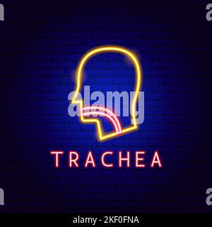 Etichetta al neon trachea Illustrazione Vettoriale