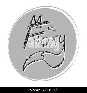 Il logo del marchio Foxy Word forma la coda volpe nella lettera y. Logo Fox con le orecchie e l'icona della coda per il nome dell'azienda, dell'azienda o del prodotto. Logo moderno e colorato Illustrazione Vettoriale
