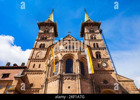 La Cattedrale di Bamberga o la Chiesa del Bamberga Dom nel centro storico di Bamberga. Bamberg è una città situata sul fiume Regnitz, in Germania, in alta Franconia. Foto Stock