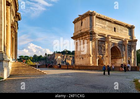 Roma Lazio Italia. L'Arco di Settimo Severo al Foro Romano Foto Stock