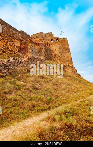 Fortezza di Gori o Goris Tsikhe, Georgia. Si tratta di una cittadella medievale situata sopra la città di Gori su una collina rocciosa, Georgia. Foto Stock