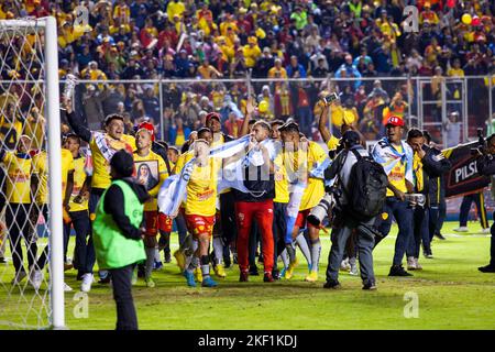 Aucas vince e celebra la coppa nazionale ecuadoriana liga pro per la prima volta nella storia Foto Stock