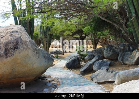 Casibari formazione rocciosa, sull'isola di Aruba, nei Caraibi Foto Stock