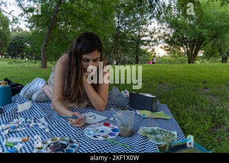 dipinto con accordas in una data pic-nic, messico guadalajara america latina Foto Stock