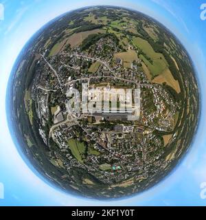 Veduta aerea, vista città centro Sprockhövel, foto fisheye, foto 360 gradi, Niedersprockhövel, Sprockhövel, Zona della Ruhr, Renania settentrionale-Vestfalia, Germania Foto Stock