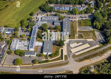 Veduta aerea, Mathilde-Anneke-School, tetto solare, Niedersprockhövel, Sprockhövel, Area della Ruhr, Renania Settentrionale-Vestfalia, Germania, Educazione, Educazione in Foto Stock