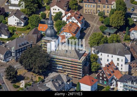 Veduta aerea, ristrutturazione della chiesa campanaria di cipolla, Niedersprockhövel, Sprockhövel, Ruhr, Renania settentrionale-Vestfalia, Germania, sito devozionale, Foto Stock