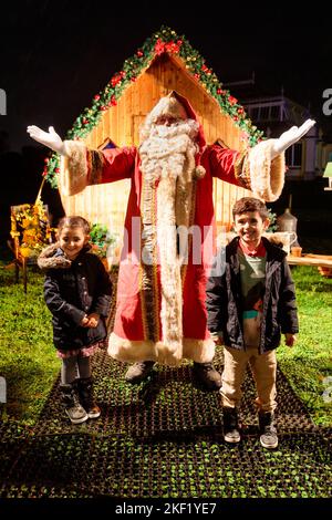 Kew Gardens, Londra, Regno Unito. 15th novembre 2022. Oltre un milione di luci scintillanti illuminano gli iconici Kew Gardens mentre la loro esposizione di luci natalizie ritorna per 10th anno. Il Natale a Kew è un'escursione per visitatori di tutte le età, che si svolgerà da mercoledì 16 novembre 2022 a domenica 8 gennaio 2023. Foto di Amanda Rose/Alamy Live News Foto Stock