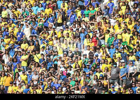 San Paolo, Brasile. 12th Nov 2022. Tifosi brasiliani, durante la amichevole partita tra il Brasile e il Canada, a Arena Corinthians, questo Martedì, 15. €30761 (Wanderson Oliveira/SPP) Credit: SPP Sport Press Photo. /Alamy Live News Foto Stock