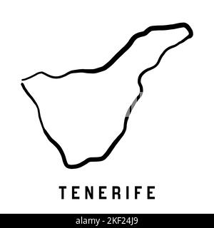 Mappa dell'isola di Tenerife contorno semplice. Mappa di stile semplificata disegnata a mano da vettori. Illustrazione Vettoriale