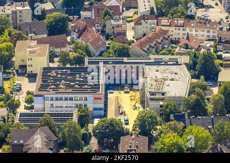 Veduta aerea, AMG Albert-Martmöller-Gymnasium, cantiere con nuova costruzione e ristrutturazione, Witten, zona della Ruhr, Renania settentrionale-Vestfalia, Germania, Foto Stock