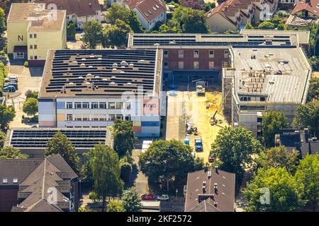 Veduta aerea, AMG Albert-Martmöller-Gymnasium, cantiere con nuova costruzione e ristrutturazione, Witten, zona della Ruhr, Renania settentrionale-Vestfalia, Germania, Foto Stock