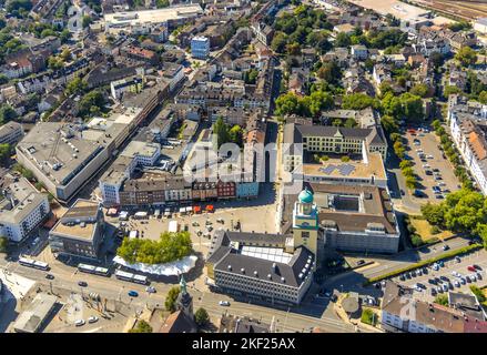 Vista aerea, municipio Witten cantiere con ristrutturazione, città con mercato, Schiller-Gymnasium, Witten, Ruhr zona, Nord Reno-Westfalia Foto Stock