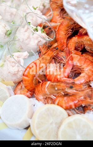 Gamberetti salvati a buffet Foto Stock