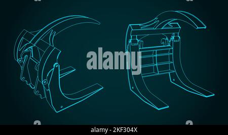 Illustrazione vettoriale stilizzata di albero grabber e caricatore Illustrazione Vettoriale