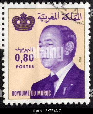 Timbre oblitéré ROYAUME DU MAROC. POST. 1981. 0,80 Foto Stock