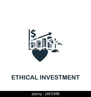 Icona investimenti etici. Icona criterio semplice monocromatico per modelli, progettazione Web e infografica Illustrazione Vettoriale