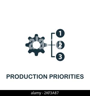 Icona delle priorità di produzione. Icona monocromatica Simple Product Management per modelli, web design e infografiche Illustrazione Vettoriale