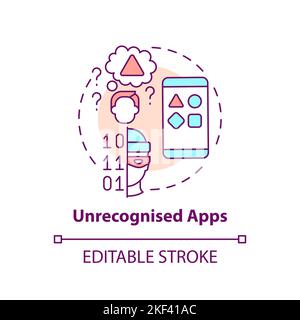 Icona del concetto di app non riconosciute Illustrazione Vettoriale