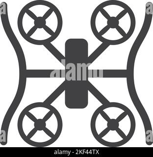 Icona nera Quadrocopter. Aereo di controllo remoto Illustrazione Vettoriale