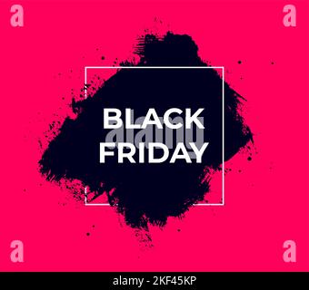 Offerta Black Friday. Banner di vendita con testo Black Friday per emozioni, motivazione, promozione e vendita. Poster moderno con pennello color inchiostro su sfondo nero. Design in vendita, sconto. Illustrazione vettoriale Illustrazione Vettoriale