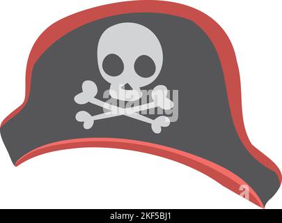 Tricorno pirata. Icona del cappello del capitano. Berretto marino Illustrazione Vettoriale