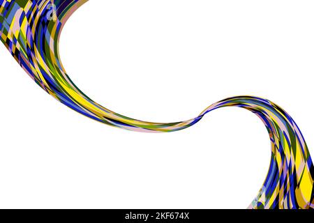 Illustrazione astratta, onda fluida, multicolore. Sfondo bianco. Foto Stock