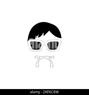 Incognito Icon uomo donna viso con occhiali Vector Graphic in bianco e nero. Linea di spionaggio e icona glifo, sicurezza e detective, hacker Illustrazione Vettoriale