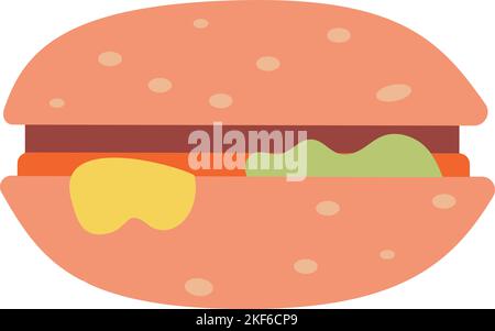 Icona Burger. Simbolo del fast food. Hamburger colore isolato su sfondo bianco Illustrazione Vettoriale