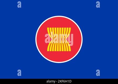 Bandiera dell'Associazione delle nazioni del Sud-Est asiatico, simbolo ASEAN, ASEAN su sfondo blu Illustrazione Vettoriale