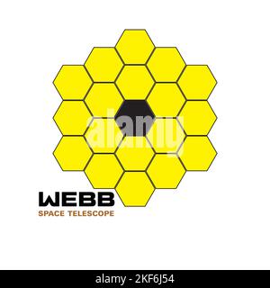 Illustrazione grafica vettoriale del telescopio spaziale James Webb. Astronomia. Design piatto. EPS10. Illustrazione Vettoriale