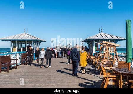 Llandudno Pier a Llandudno, Galles del Nord, Regno Unito. Foto Stock