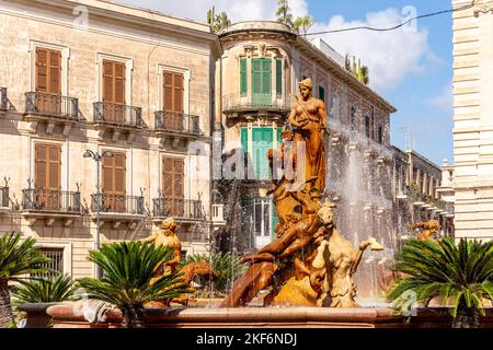 La Fontana di Diana, Ortigia, Siracusa, Sicilia, Italia. Foto Stock