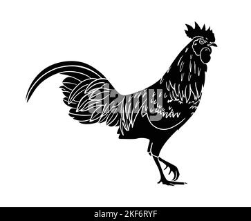 Gallo di pollo Farm Silhouette di animali Illustrazione Vettoriale