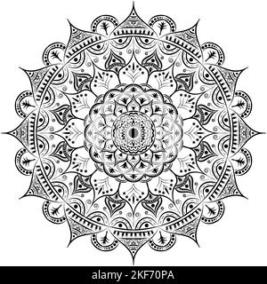 Bella arte mandala motivo floreale isolato su uno sfondo bianco, elementi decorativi per la meditazione poster o banner, festival mandala arte Foto Stock