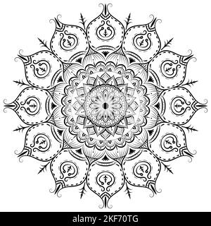 Bella arte mandala motivo floreale isolato su uno sfondo bianco, elementi decorativi per la meditazione poster o banner, festival mandala arte Foto Stock