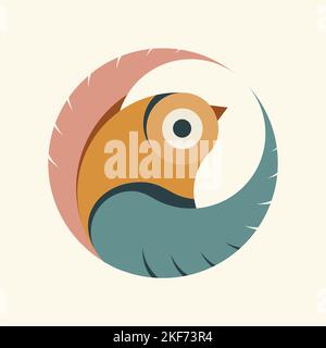 Moderno uccello volante astratto logo cerchio disegno vettore. Illustrazione del modello di simbolo colorato. Gufo, fenice, falco, aquila icona. Illustrazione Vettoriale