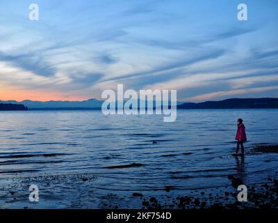 Tramonto a Steilacoom Foto Stock