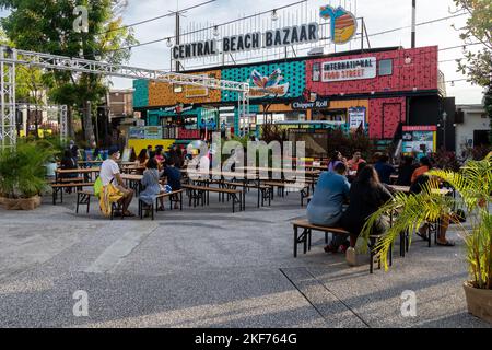 Bazar sulla spiaggia centrale di Singapore Foto Stock