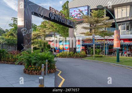 Bazar sulla spiaggia centrale di Singapore Foto Stock