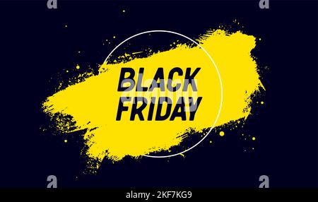 Offerta Black Friday. Banner di vendita con testo Black Friday per emozioni, motivazione, promozione e vendita. Poster moderno con pennello color inchiostro su sfondo nero. Design in vendita, sconto. Illustrazione vettoriale Illustrazione Vettoriale