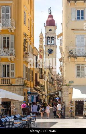 Campanile della Chiesa di Agios Spyridonas, Ayiou Spiridonas, Corfù, Corfù (Kerkyra), Isole IONIE, Grecia Foto Stock