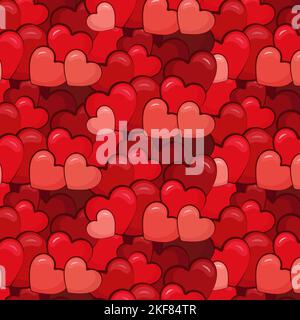 Carino modello senza cuciture con cuori rossi colorati Illustrazione Vettoriale