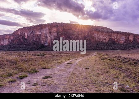 Il parco nazionale di Hell's Gate si trova a sud del lago Naivasha in Kenya, a nord-ovest di Nairobi. Il parco nazionale di Hell's Gate prende il nome da una stretta pausa nel Foto Stock