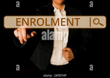 Scrittura visualizzazione testo Iscrizione. Business showcase l'atto di mettere te nella lista ufficiale dei membri del corso Foto Stock