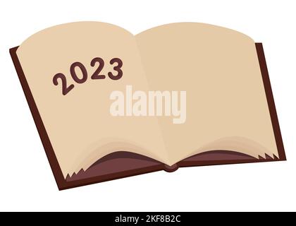 Numero 2023 su un libro, illustrazione vettoriale del cartone animato. Illustrazione Vettoriale