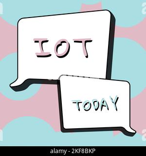Ispirazione che mostra il segno IoT. Business Concept Internet of Things trasferisce i dati alla rete senza bisogno di essere umano Foto Stock