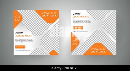 Modello di design moderno per il ristorante alimentare, menu ristorante social media marketing web banner design. Illustrazione Vettoriale