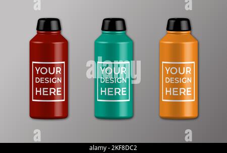 illustrazione vettoriale mockup a 3d bottiglie Illustrazione Vettoriale